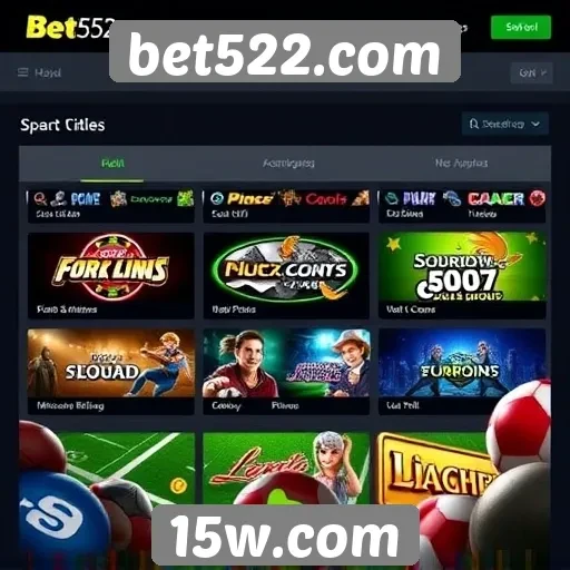 Variedade de jogos disponíveis na plataforma bet522